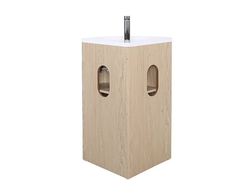 Mobile lavabo angolare su gambe con lavabo, rubinetto e mobiletto a specchio SORRENTO