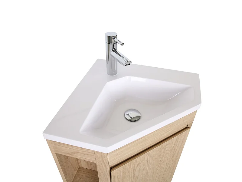 Mobile lavabo angolare su gambe con lavabo, rubinetto e mobiletto a specchio SORRENTO