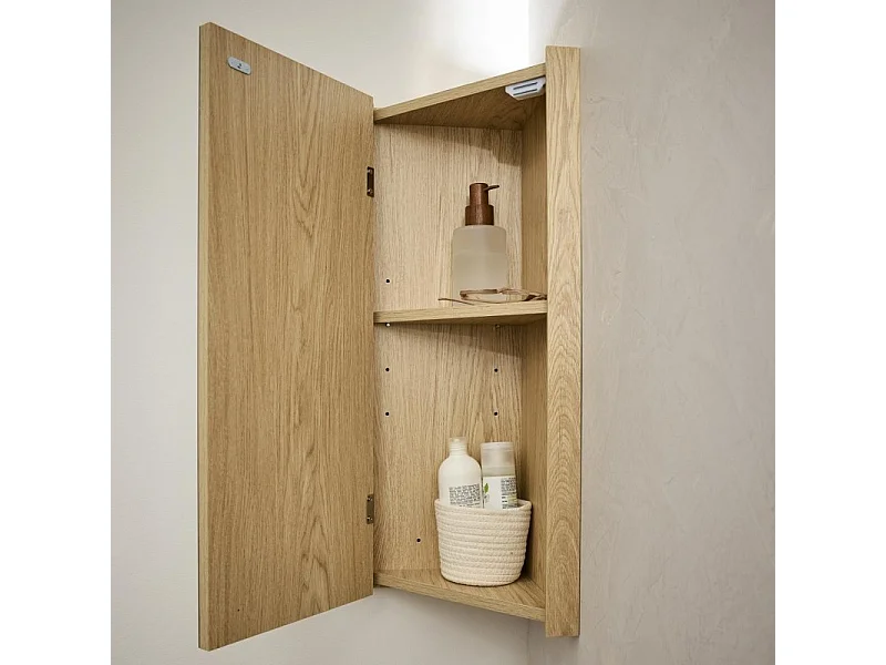 Mobile lavabo angolare su gambe con lavabo, rubinetto e mobiletto a specchio SORRENTO
