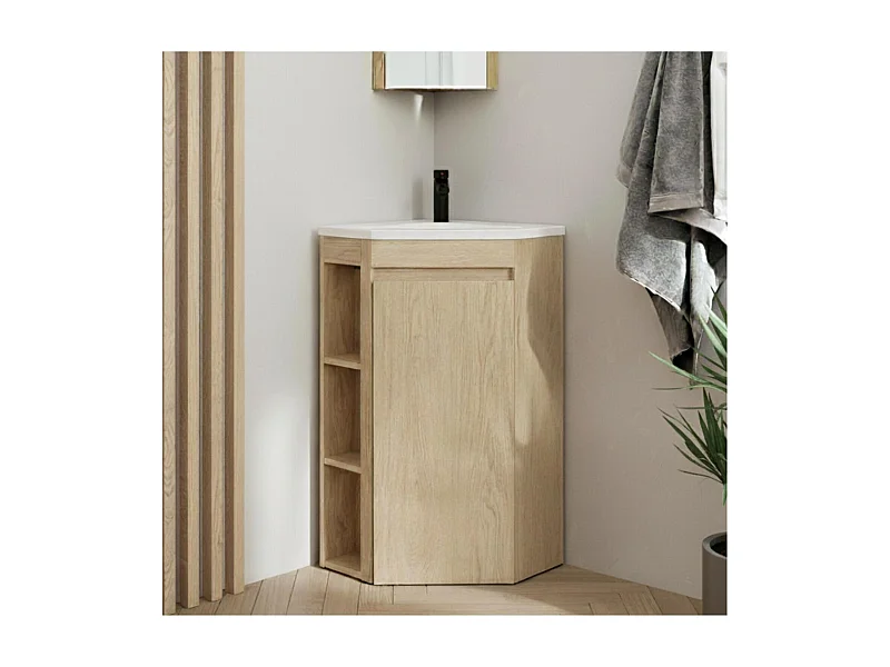 Eckwaschtisch auf Füßen mit Waschbecken und SORRENTO-Armatur