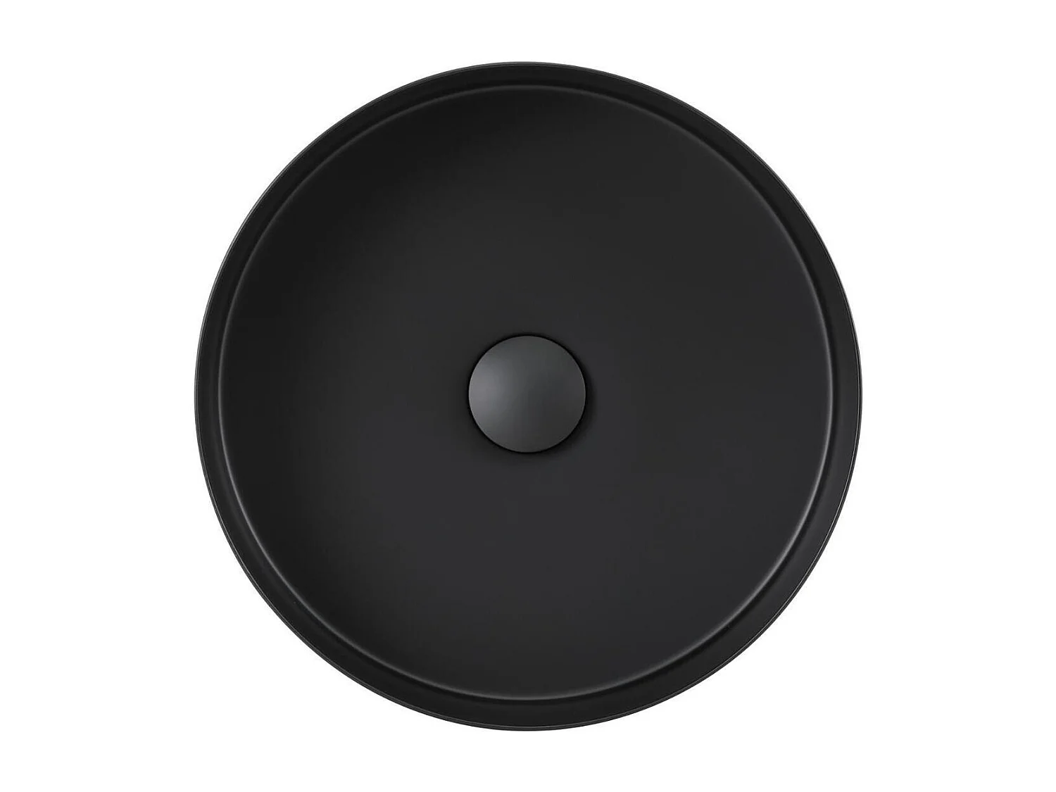 Lavabo da appoggio rotondo in acciaio inox nero, 36 cm, con piletta di scarico abbinata