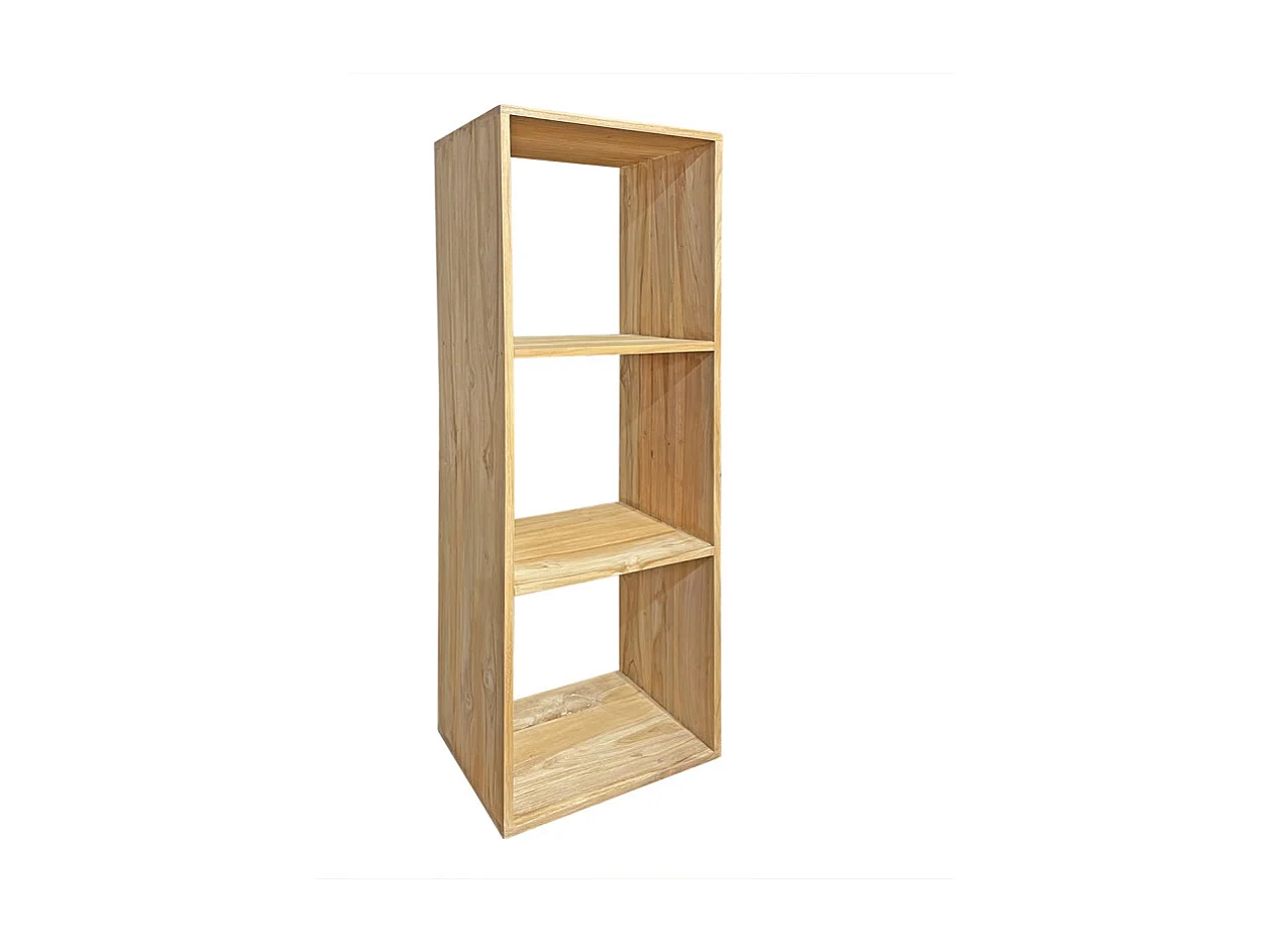 Etagère 3 cases rangement 137 x 47 cm en bois de teck massif - TETRA