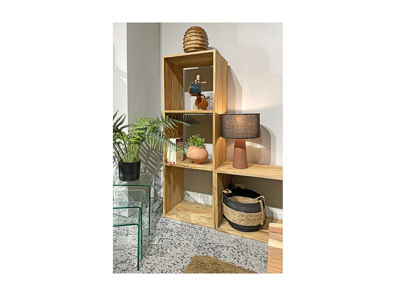 Etagère 3 cases rangement 137 x 47 cm en bois de teck massif - TETRA