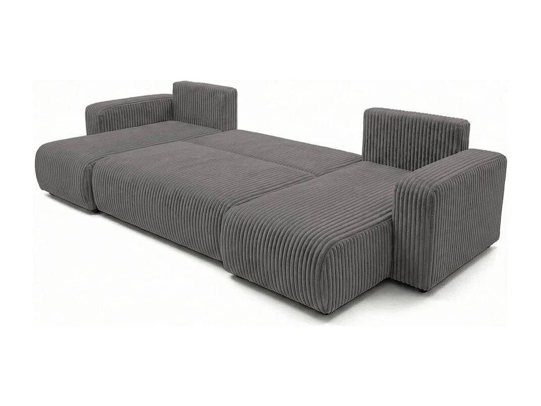 Canapé panoramique convertible 6p ALYA velours cotelé épais Gris anthracite