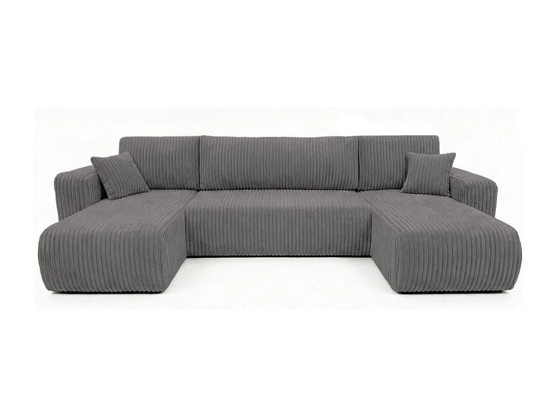 Canapé panoramique convertible 6p ALYA velours cotelé épais Gris anthracite