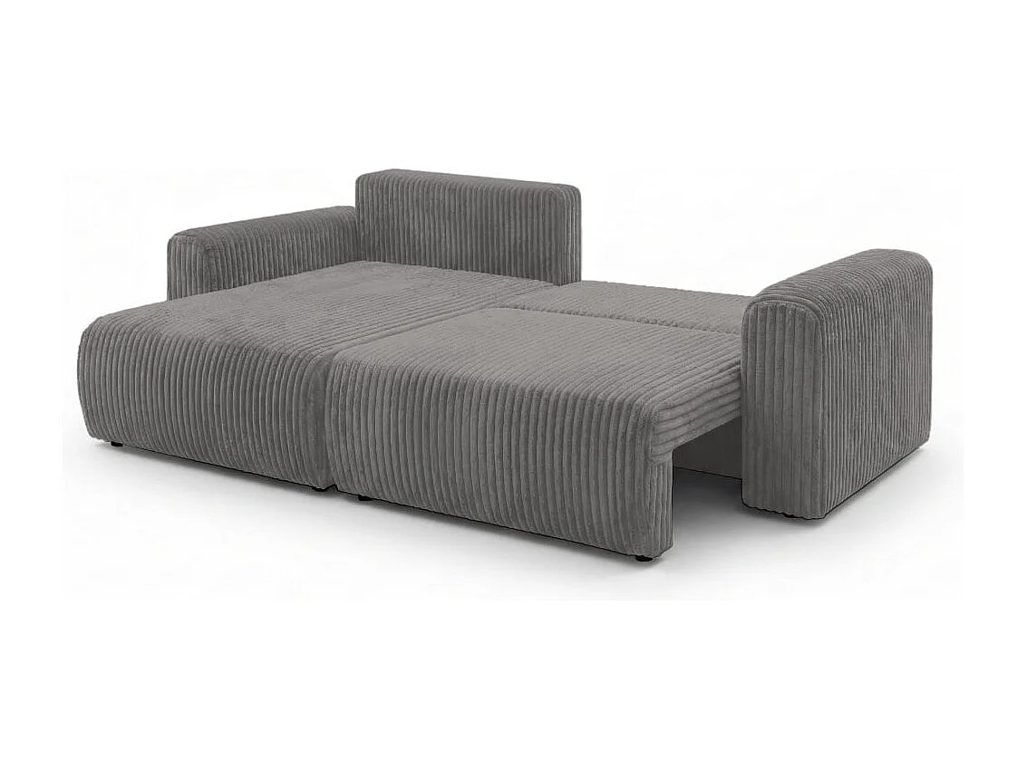 Canapé d'angle compact réversible et convertible ALYA 4 places en velours cotelé épais - Gris anthracite