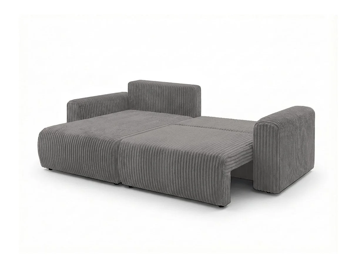 Canapé d'angle convertible 4 places en velours gris anthracite