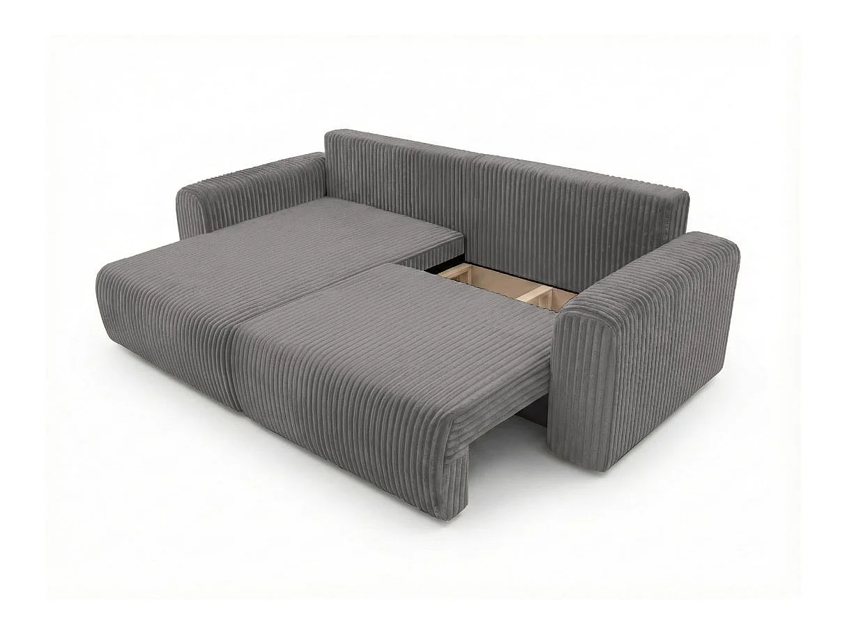 Canapé d'angle convertible 4 places en velours gris anthracite