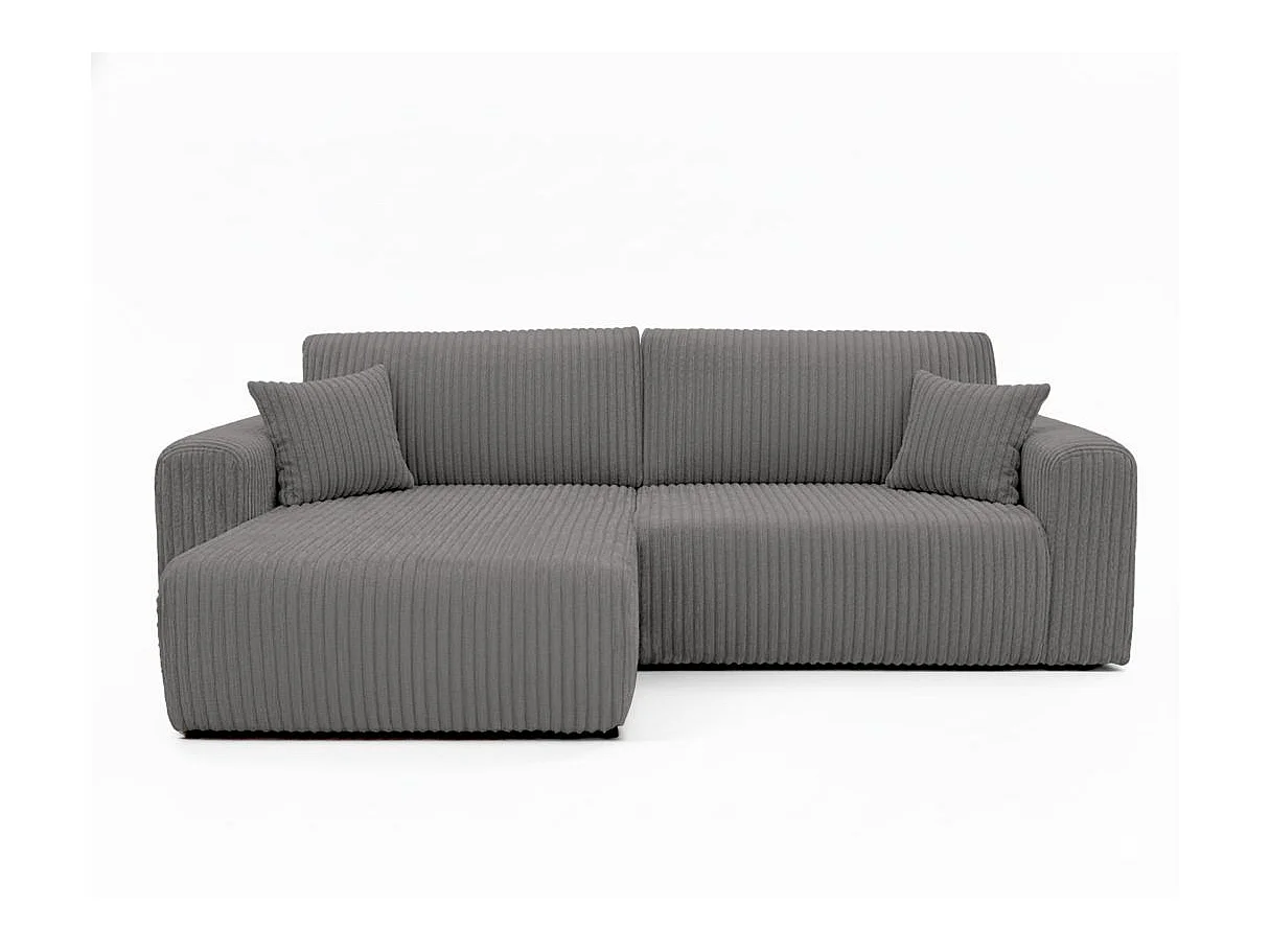 Canapé d'angle convertible 4 places en velours gris anthracite