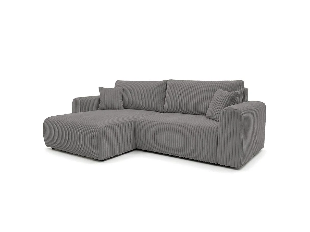 Canapé d'angle convertible 4 places en velours gris anthracite