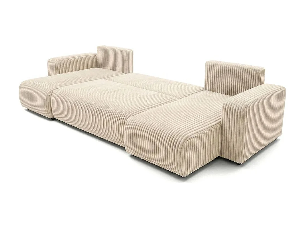 Canapé panoramique convertible 6p ALYA velours cotelé épais Beige