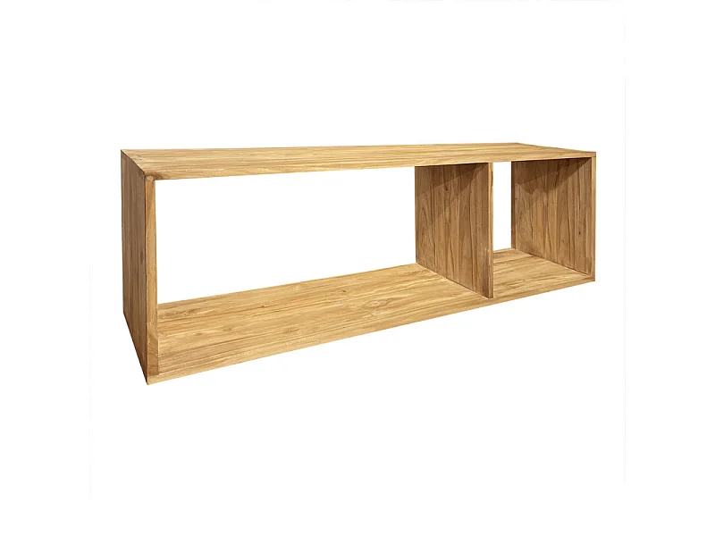 Etagère 2 cases rangement 137 x 47 cm en bois de teck massif - TETRA