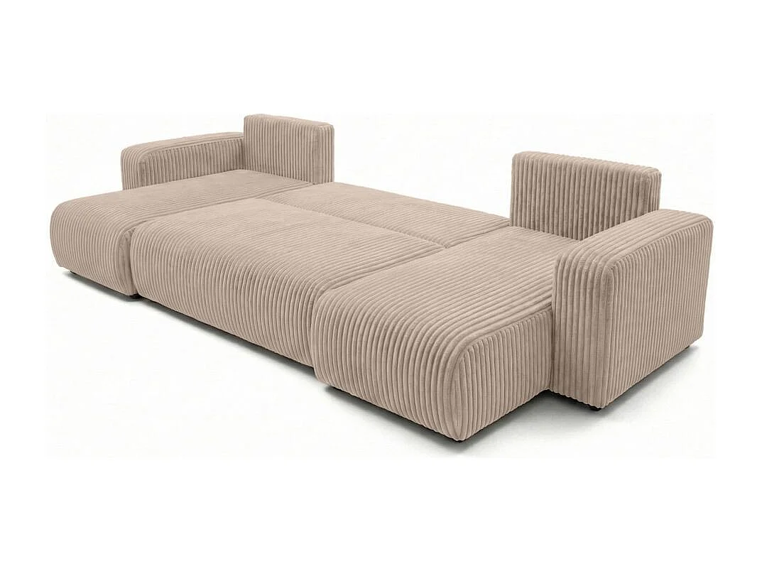 Canapé panoramique convertible 6p ALYA velours cotelé épais Taupe