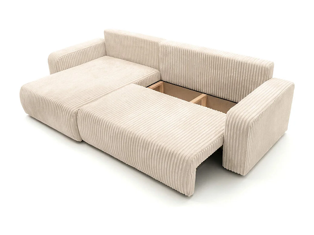 Canapé d'angle réversible conv 5p ALYA en velours cotelé épais Beige