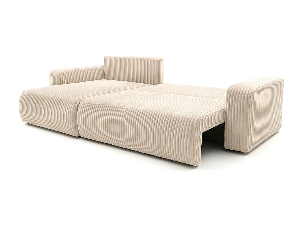 Canapé d'angle réversible conv 5p ALYA en velours cotelé épais Beige