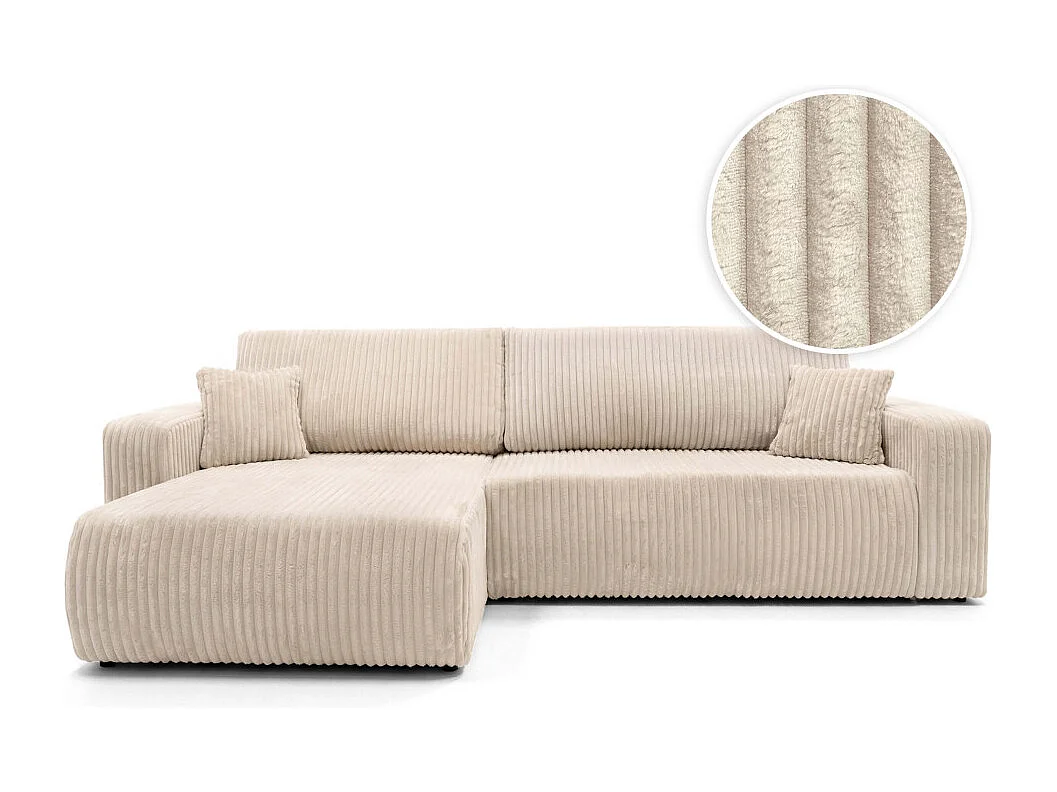 Canapé d'angle réversible conv 5p ALYA en velours cotelé épais Beige