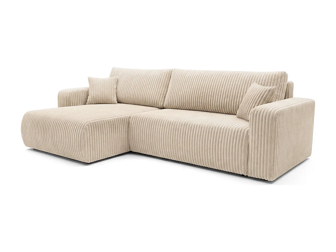 Canapé d'angle réversible conv 5p ALYA en velours cotelé épais Beige