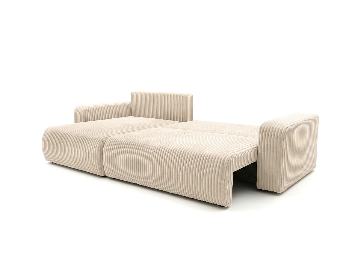 Canapé d'angle réversible convertible 5 places en velours beige