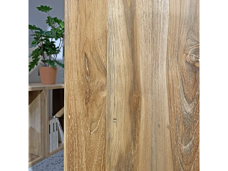 Etagère 4 cases rangement 182 x 47 cm en bois de teck massif - TETRA