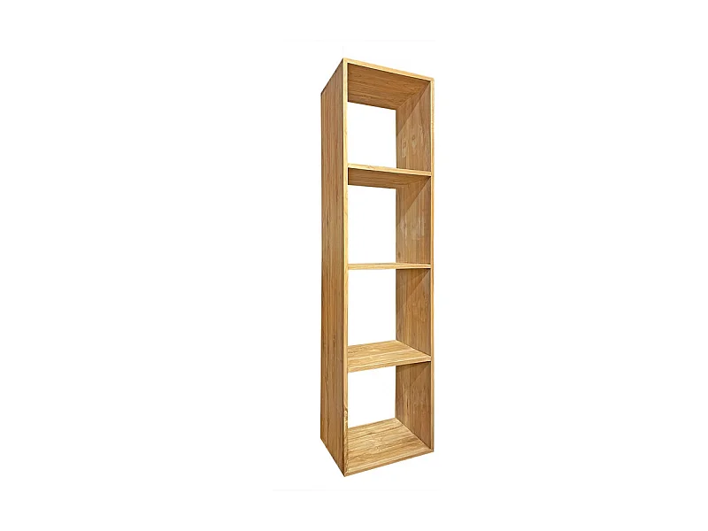 Etagère 4 cases rangement 182 x 47 cm en bois de teck massif - TETRA