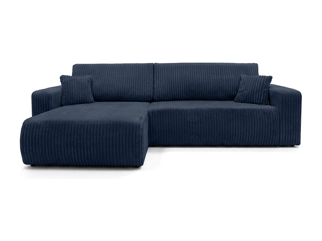 Canapé d'angle réversible conv 5p ALYA en velours cotelé épais Bleu foncé