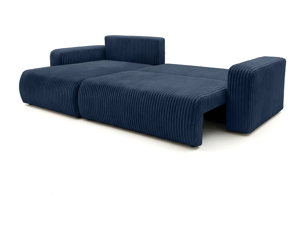 Canapé d'angle réversible conv 5p ALYA en velours cotelé épais Bleu foncé