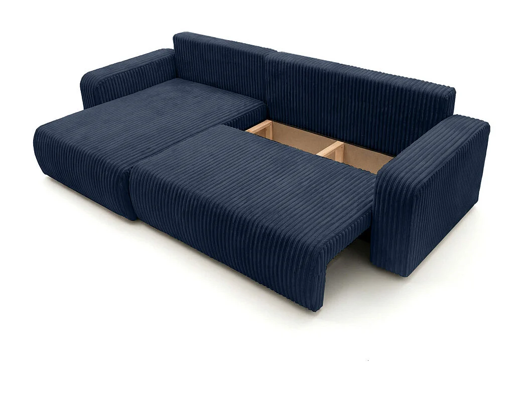 Canapé d'angle réversible conv 5p ALYA en velours cotelé épais Bleu foncé