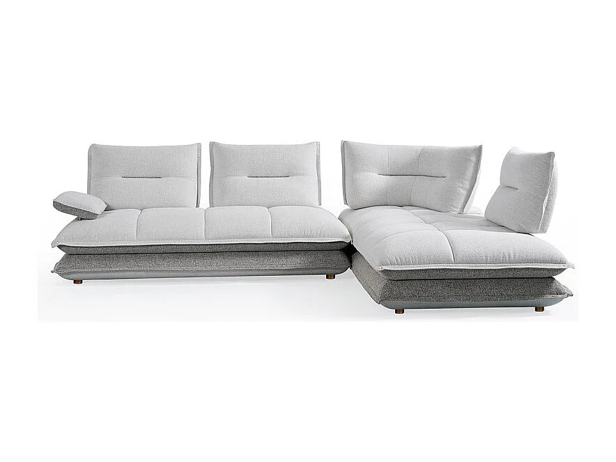 Canapé d'angle droit 4p tissu bicolore blanc et taupe – GIOVANI