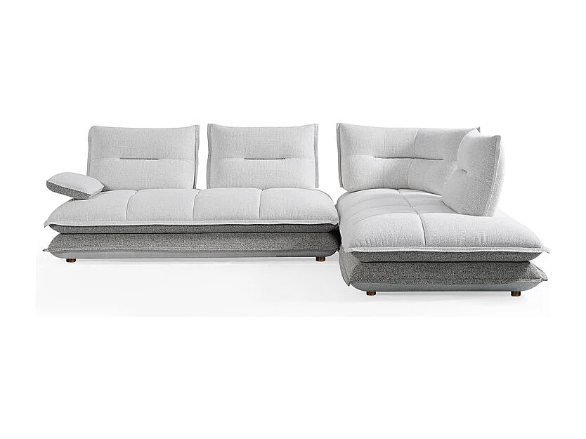 Canapé d'angle droit 4p tissu bicolore blanc et taupe – GIOVANI