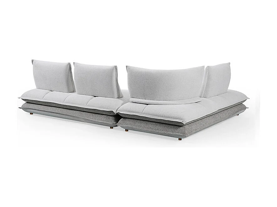 Canapé d'angle droit 4p tissu bicolore blanc et taupe – GIOVANI