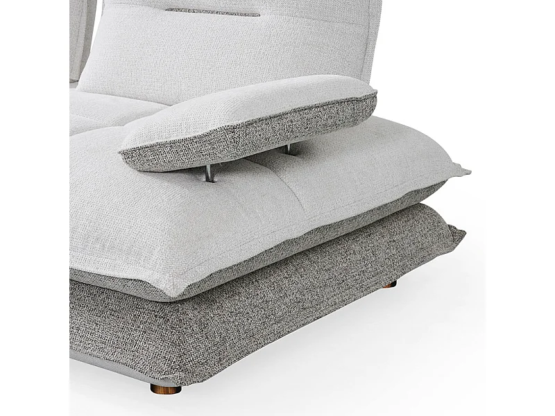Canapé d'angle droit 4p tissu bicolore blanc et taupe – GIOVANI