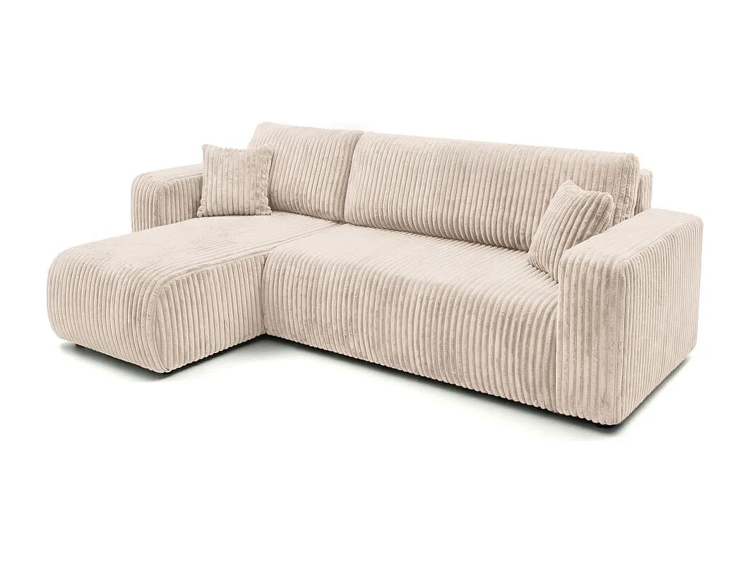 Canapé d'angle conv et réversible 4p ALYA velours cotelé épais Beige