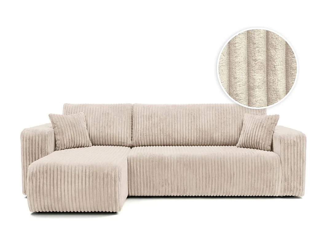 Canapé d'angle conv et réversible 4p ALYA velours cotelé épais Beige