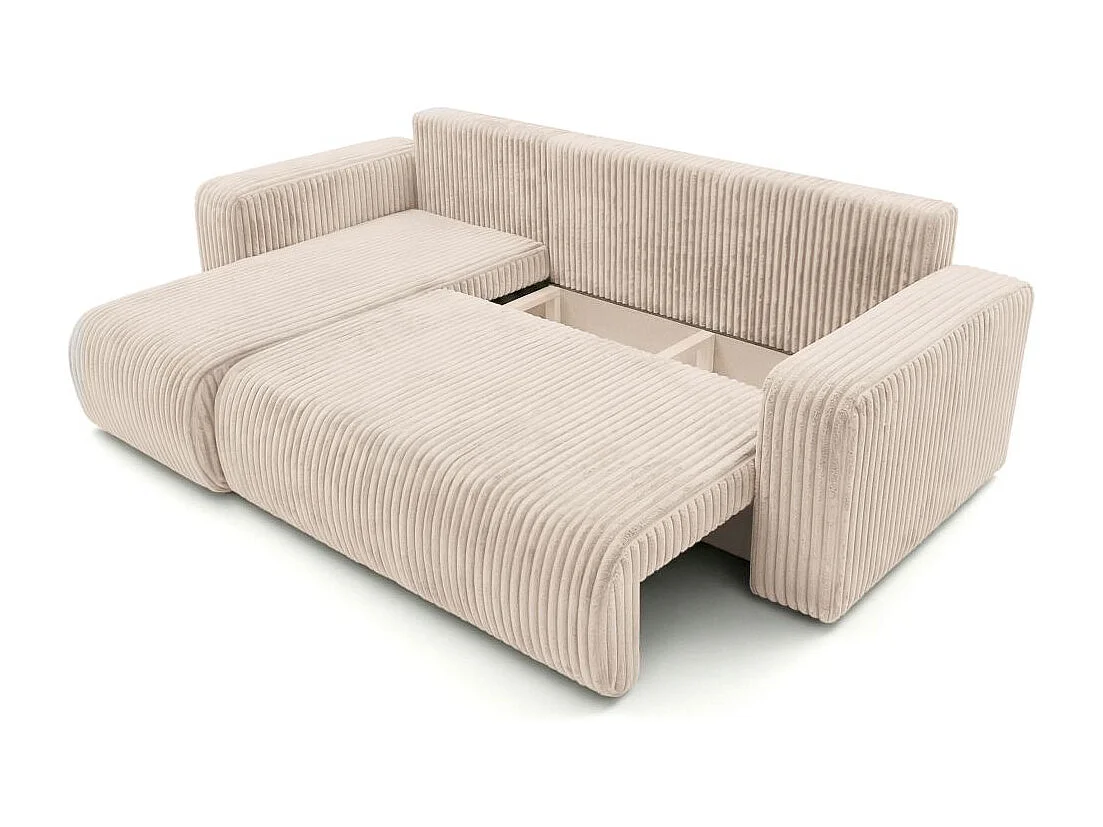 Canapé d'angle conv et réversible 4p ALYA velours cotelé épais Beige