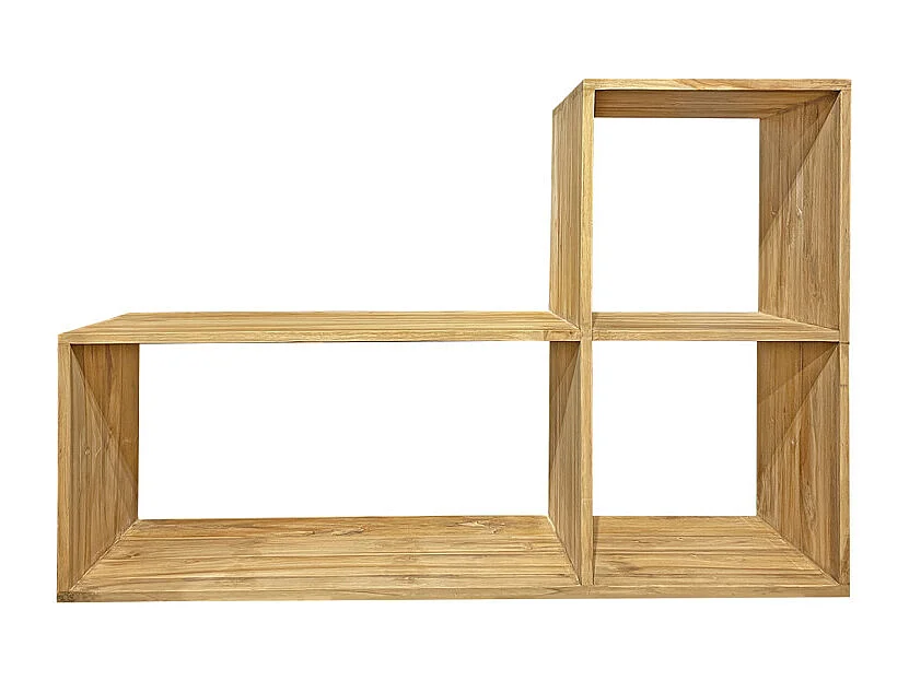 Etagère en "L" 3 cases 92 x 137 cm en bois de teck massif - TETRA