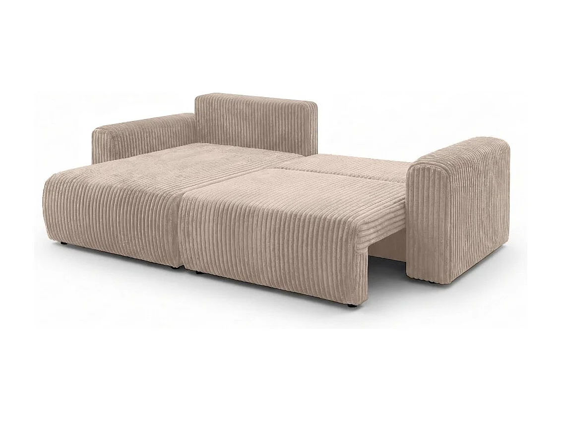 Canapé d'angle compact réversible et convertible ALYA 4 places en velours cotelé épais - Taupe