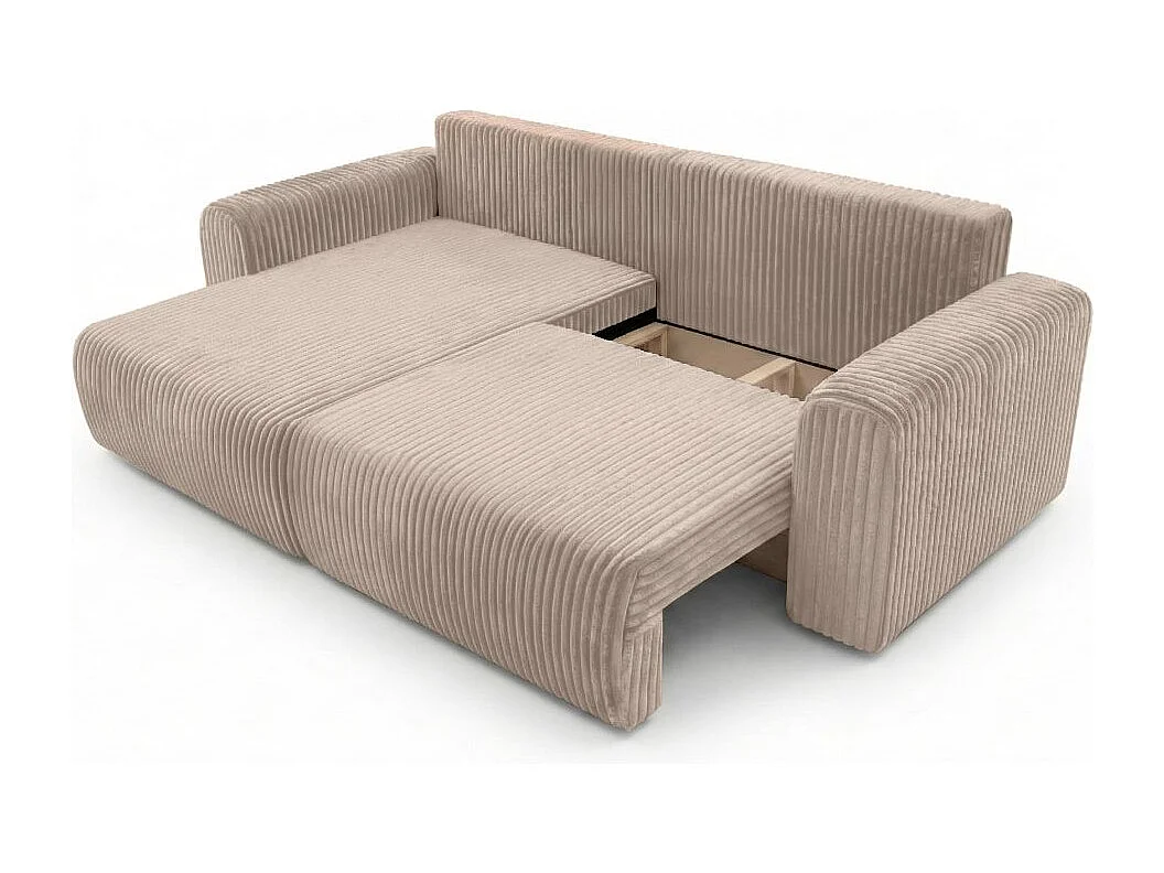 Canapé d'angle compact réversible et convertible ALYA 4 places en velours cotelé épais - Taupe