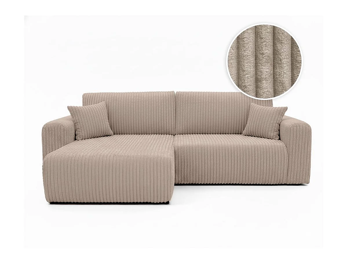 Canapé d'angle réversible convertible 4 places en velours taupe