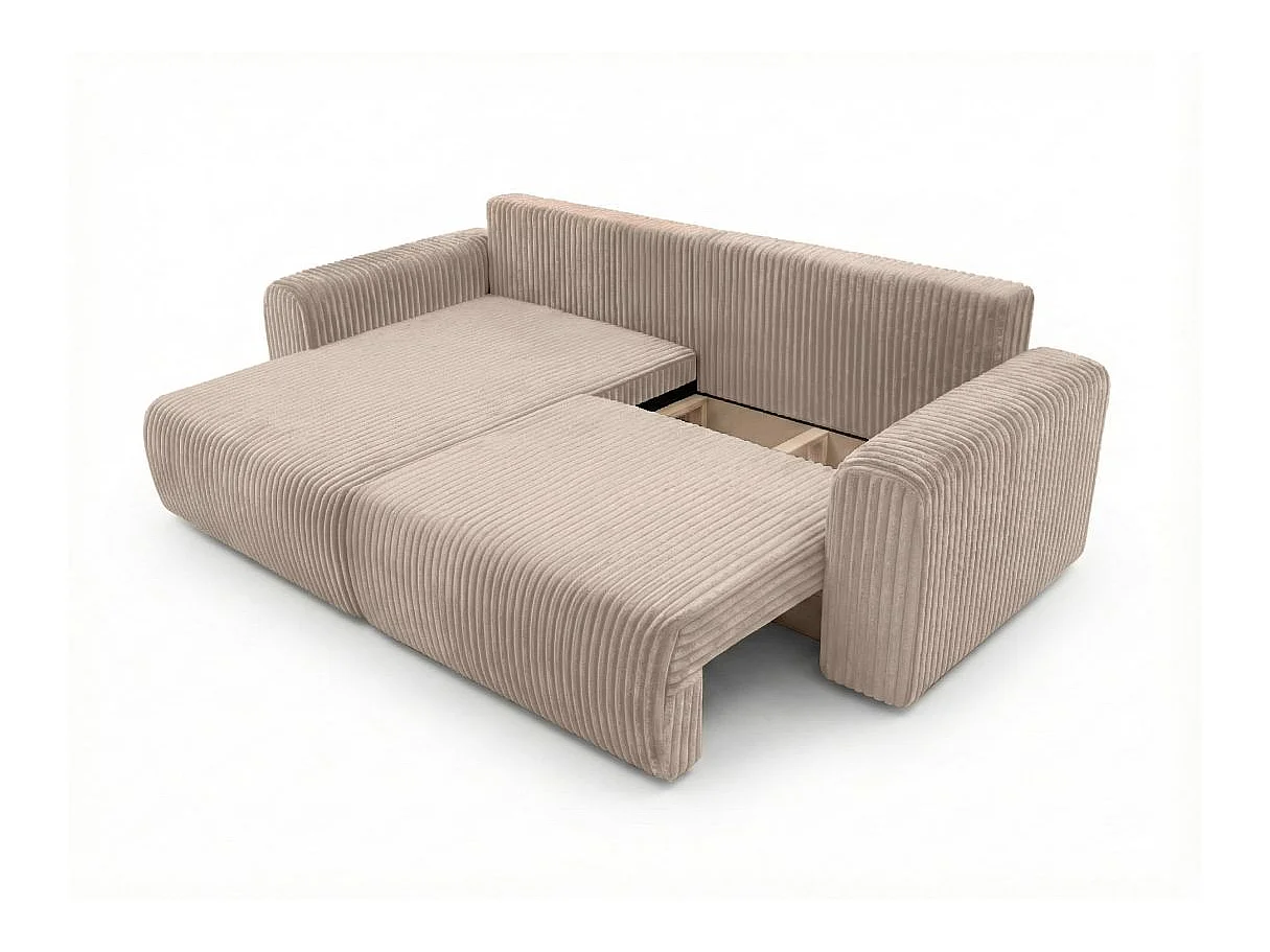 Canapé d'angle réversible convertible 4 places en velours taupe