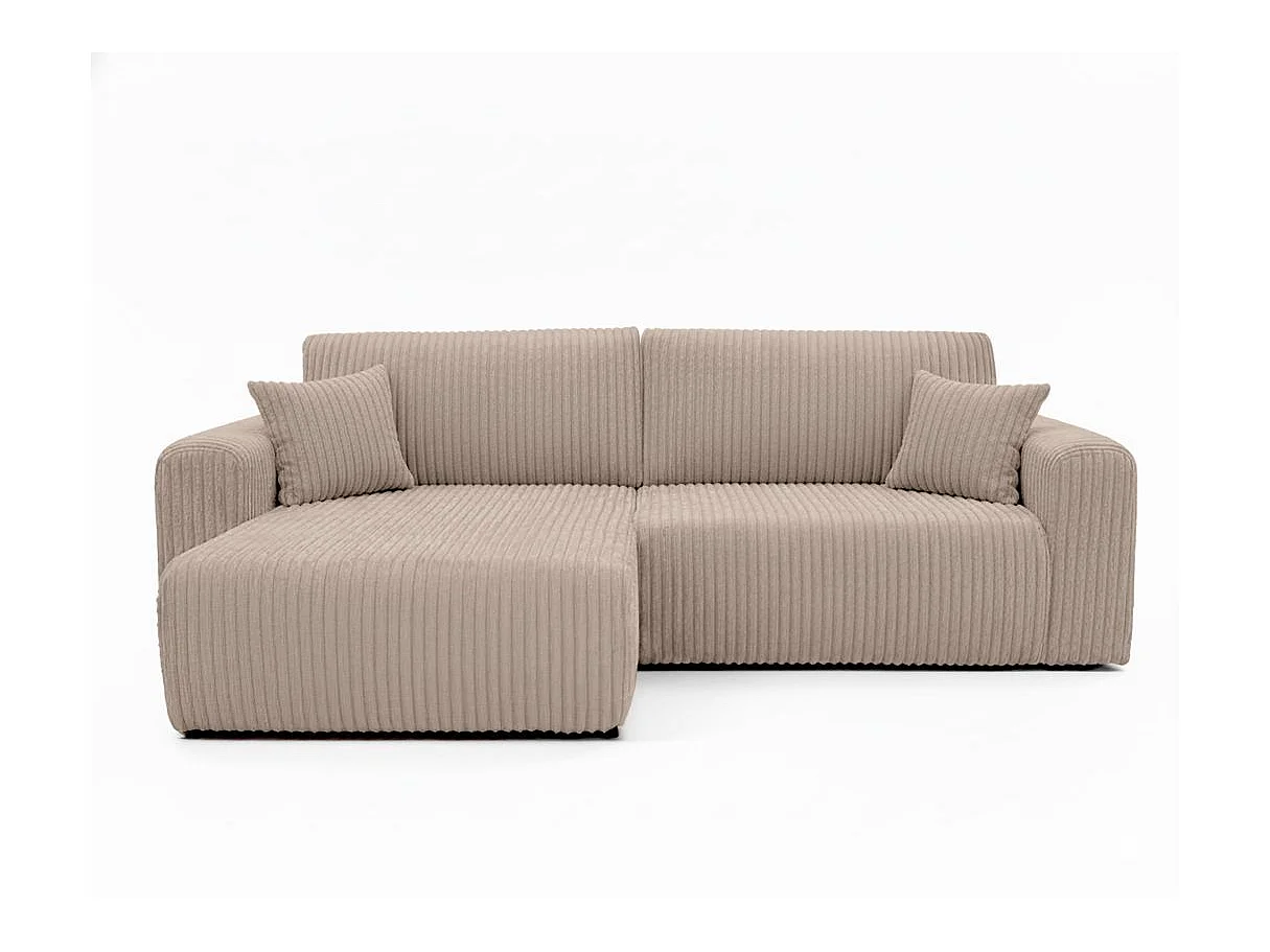 Canapé d'angle réversible convertible 4 places en velours taupe