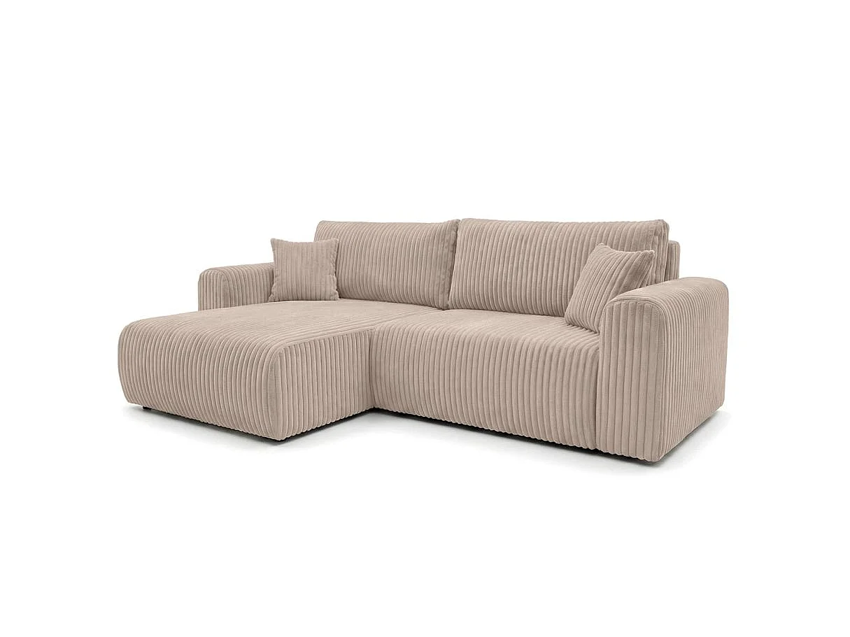 Canapé d'angle réversible convertible 4 places en velours taupe