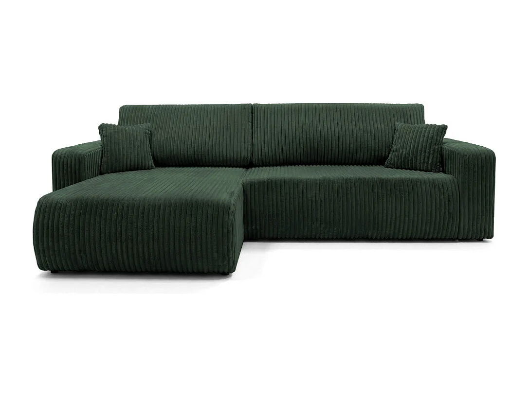 Canapé d'angle réversible conv 5p ALYA en velours cotelé épais Vert foncé