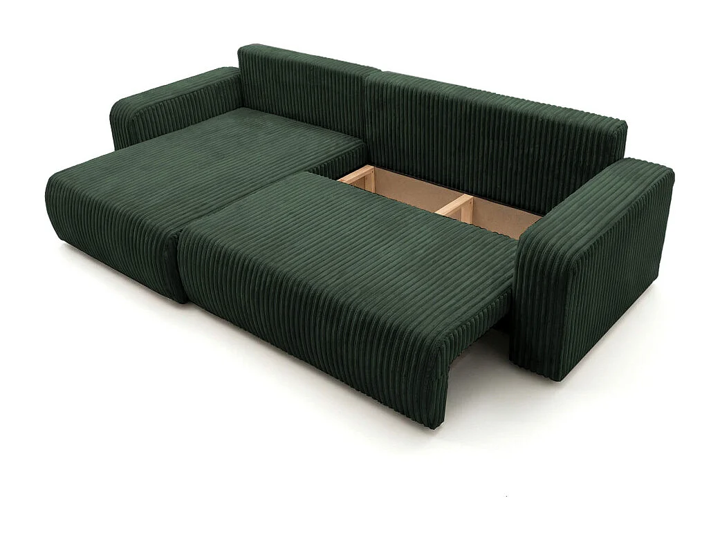 Canapé d'angle réversible conv 5p ALYA en velours cotelé épais Vert foncé