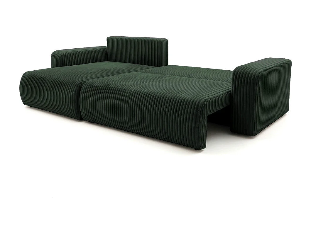 Canapé d'angle réversible conv 5p ALYA en velours cotelé épais Vert foncé