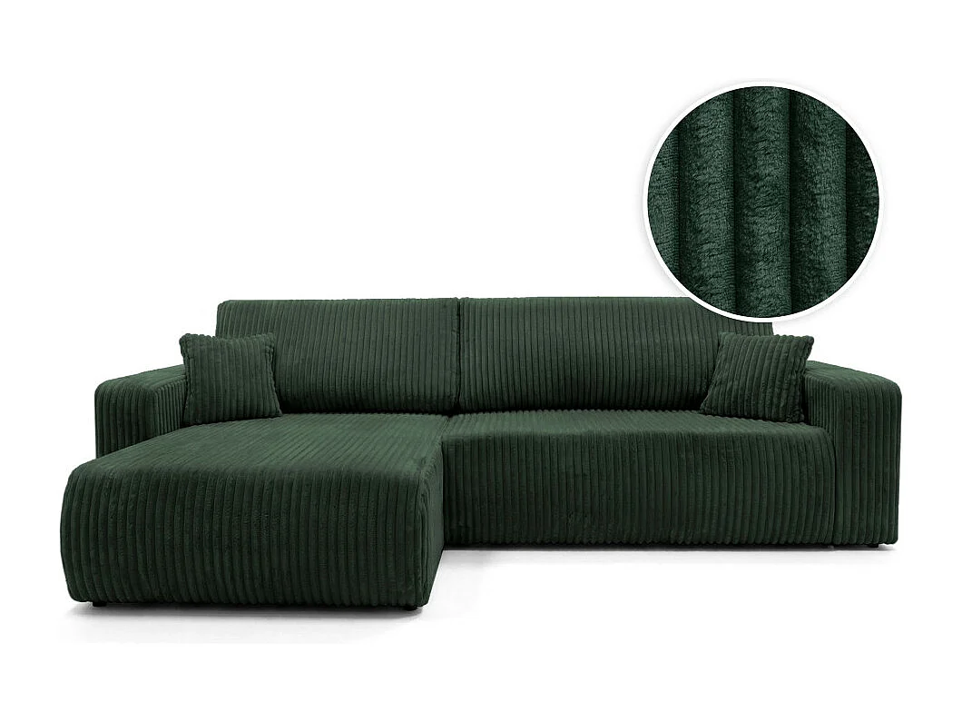 Canapé d'angle réversible conv 5p ALYA en velours cotelé épais Vert foncé