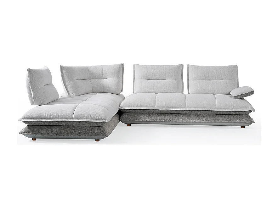 Canapé d'angle gauche 4p tissu bicolore blanc et taupe – GIOVANI