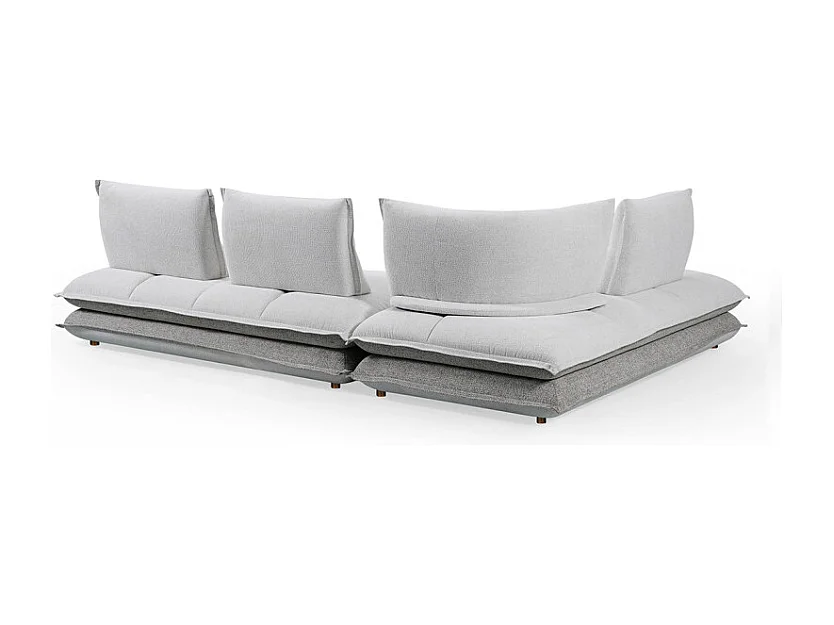 Canapé d'angle gauche 4p tissu bicolore blanc et taupe – GIOVANI