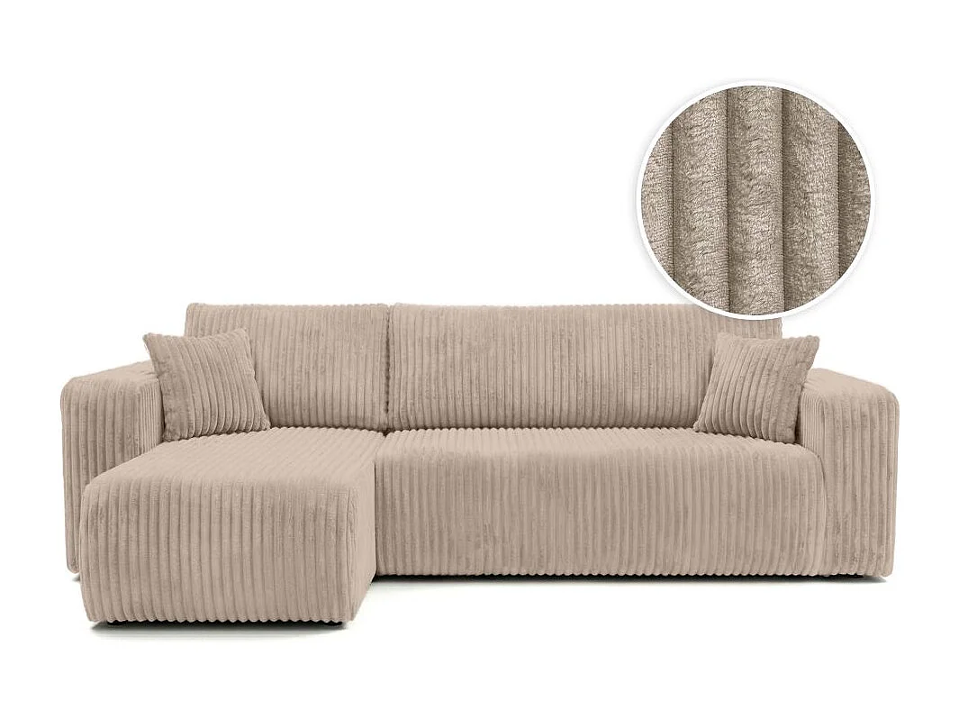 Canapé d'angle conv et réversible 4p ALYA velours cotelé épais Taupe