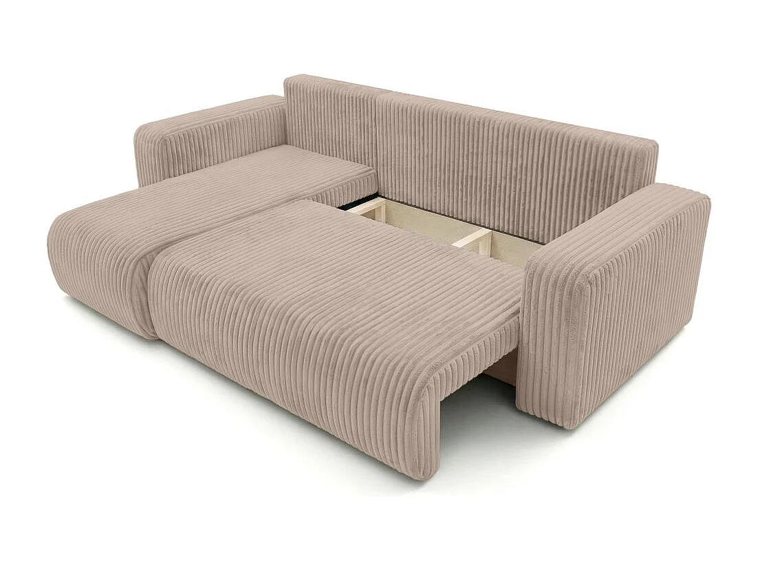 Canapé d'angle conv et réversible 4p ALYA velours cotelé épais Taupe