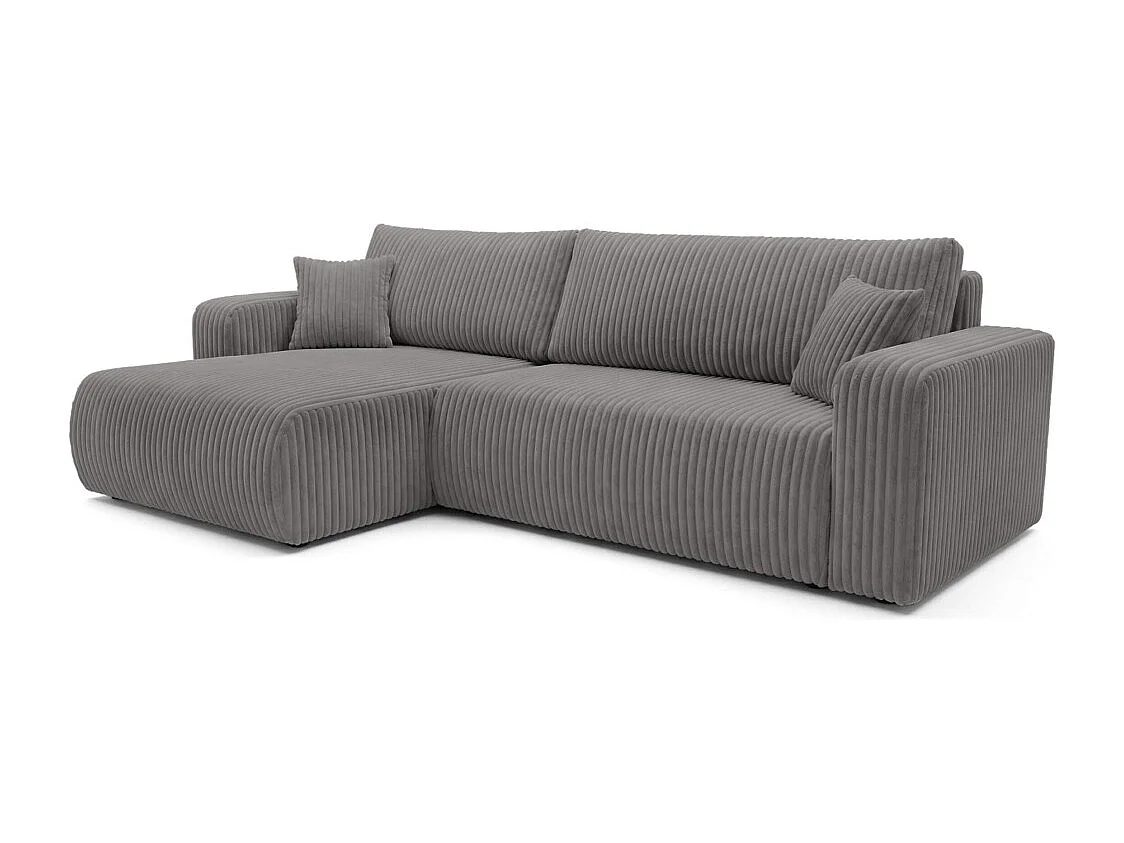 Canapé d'angle réversible conv 5p ALYA en velours cotelé épais Gris anthracite